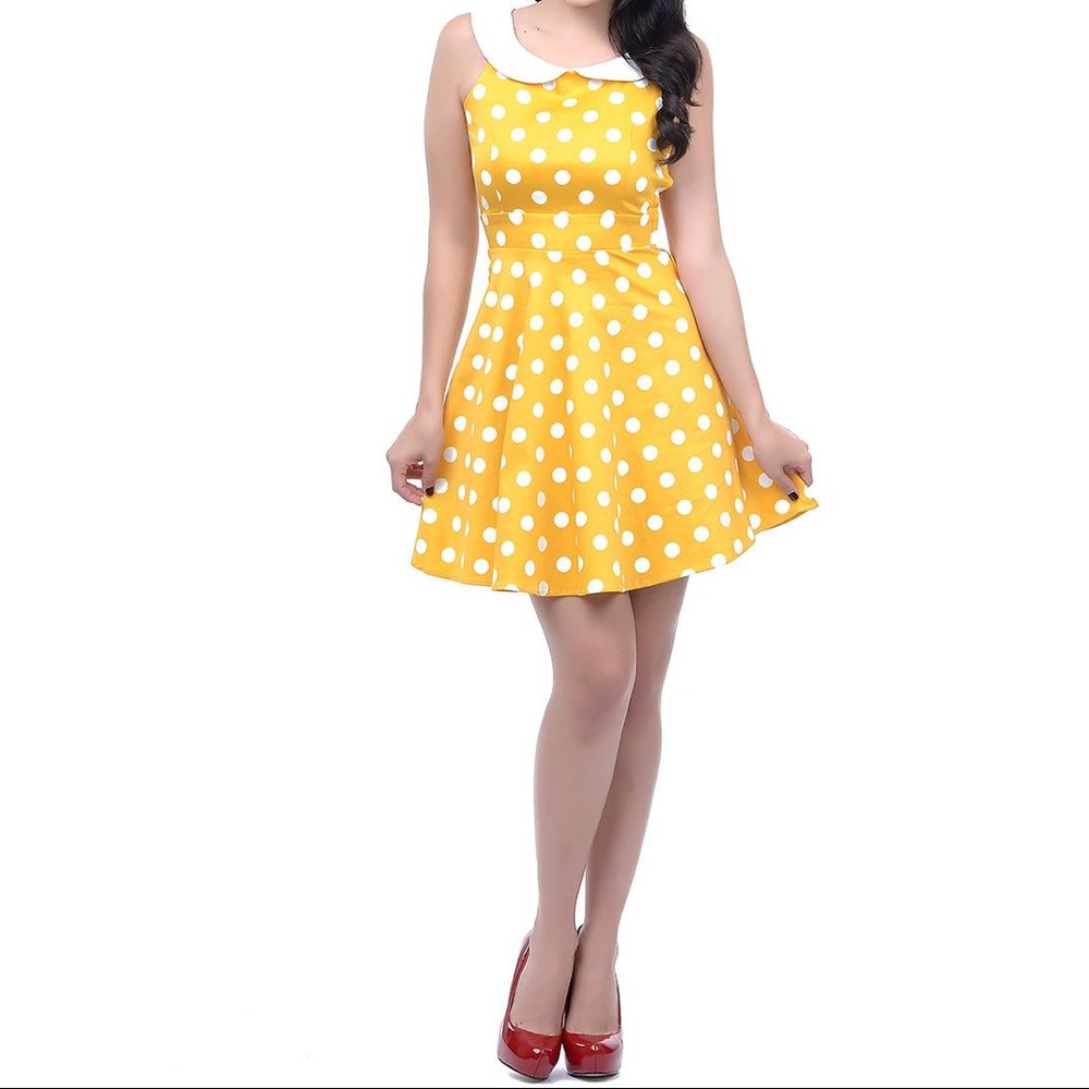 Vintage Yellow Polka Dot Dress